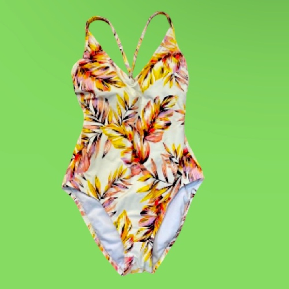 Kona Sol one Piece Hawaiian Print Swimsuit SzL